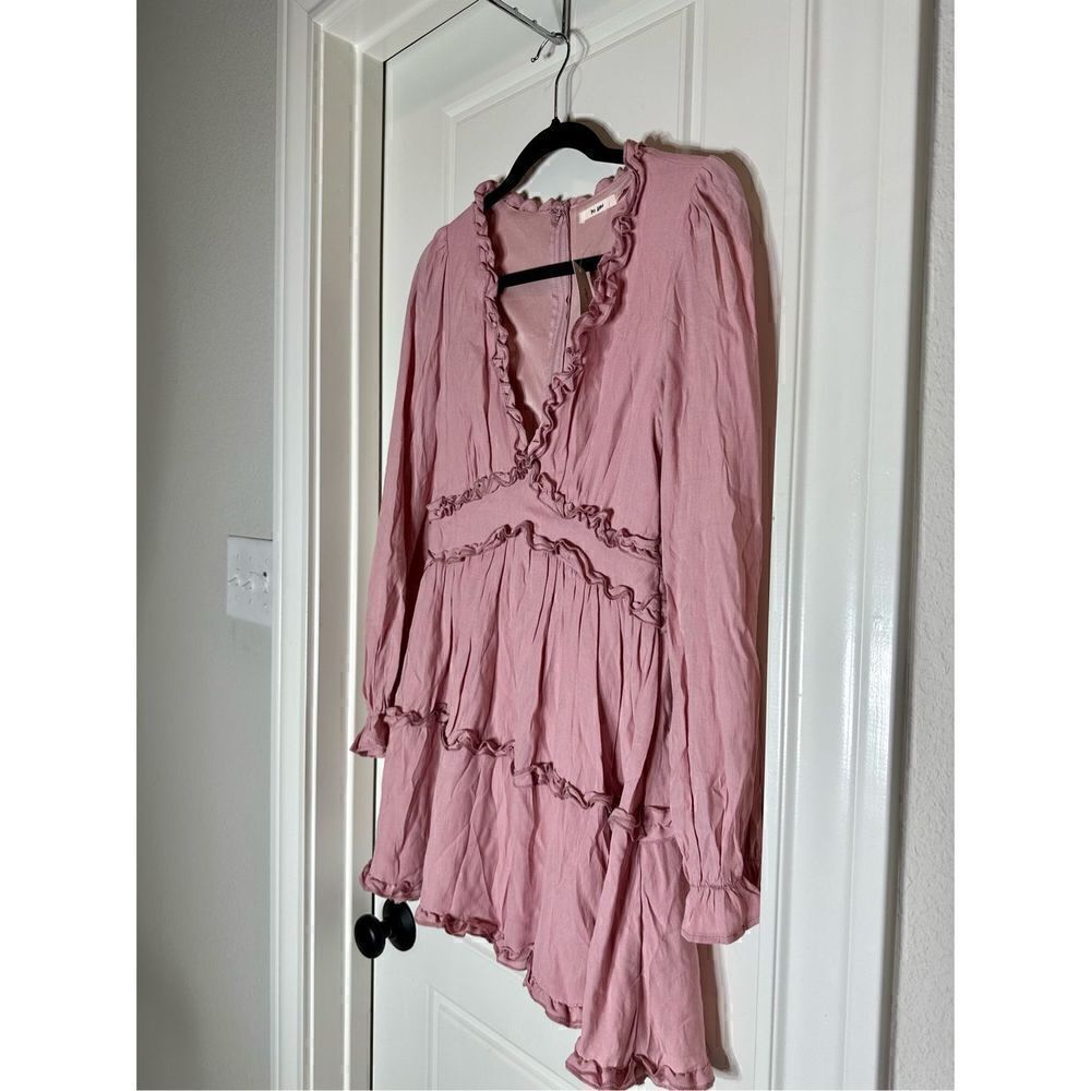 Mi Ami Francesca’s long sleeve ruffle mini dress in a pretty pink. NWT Size S - Picture 2 of 7